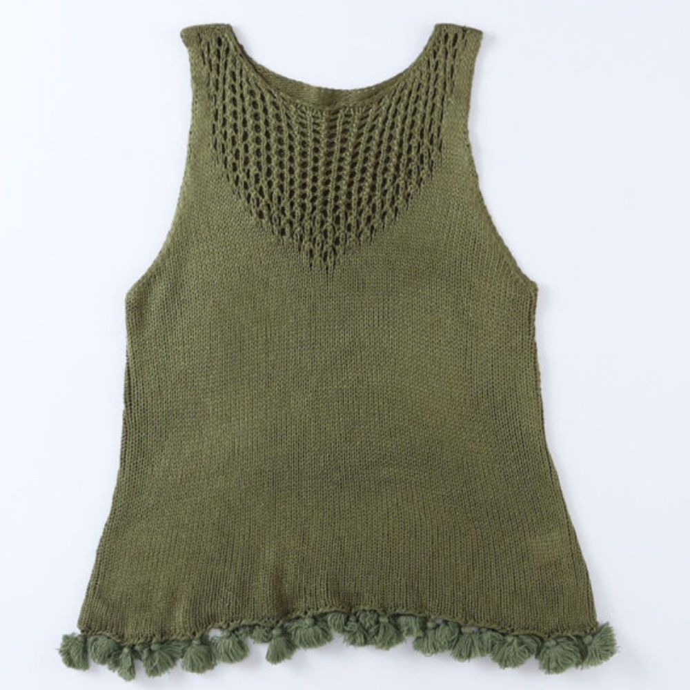 Tasseled Crochet Knit Tank - Picture 5 of 12